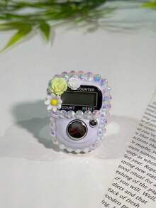 عداد أصابع مرصع بالألماس متعدد الألوان على شكل زهرة صغيرة، عداد إلكتروني محمول بزر يدوي، عداد بطاقة مصغر مناسب لعد التسبيح والرياضة وهدايا المناسبات - متعدد الألوان - مشاهدة 4