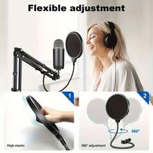 Studio-Grade Microphone Windscreen - Dual Layer Sound Filter For Karaoke, Streaming & Podcast Recording, XLR Connector
