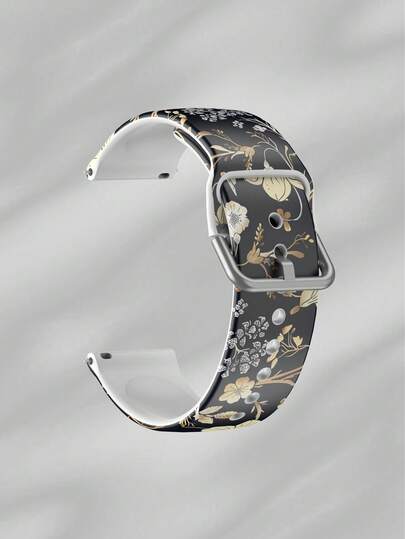 Cute Pink Flowers 20/22 Mm Universal Strap Compatible With Samsung, Huami, Garmin, Honor Smartwatches - Silicone Surface Strap Pattern Compatible With GT2/Gt3, Watch 3/Galaxy