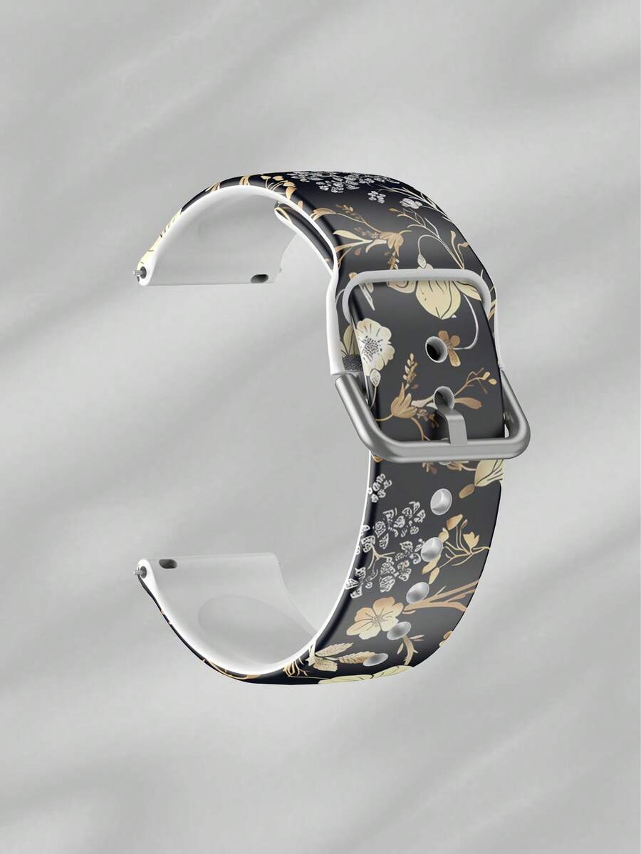 Cute Pink Flowers 20/22 Mm Universal Strap Compatible With Samsung, Huami, Garmin, Honor Smartwatches - Silicone Surface Strap Pattern Compatible With GT2/Gt3, Watch 3/Galaxy