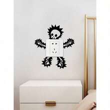 Electric Shock Skull Switch Sticker, Black Self Adhesive Switch Wall Sticker For Home Decor, Stickers, Wall Decal, Vinyl Decal For Home Decorations, Spring Decoration Items Refresh Your Home, Festival Decoration Stickers Gifts Birthday Graduation - 黑色 - 查看 10