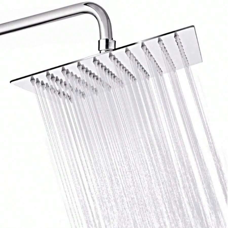 Regadera Cuadrada De Acero Inoxidable 20cm Con tubo 50cm regadera cuadrada de acero inoxidable 20 cm cabezal con tubo 50 cm ducha lluvia material inoxidable durable resistente a corrosion instalacion sencilla diseño moderno para banos mejora experiencia ducha flujo uniforme ideal para hogar hotel y remodelaciones - Plateado - Ver 1
