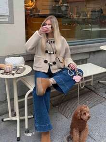 Women's Elegant Commuting Casual Classic Bicolor Lapel Pocket Faux Shearling Long Sleeve Jacket, Suitable For Halloween, Christmas Eve, Christmas, Spring Festival, Outing, Gathering With Friends, Shopping, Entertainment, Work, Etc. All-Match Jacket With Comfortable Fabric, Distinctive Style, High Cost-Performance, Autumn/Winter