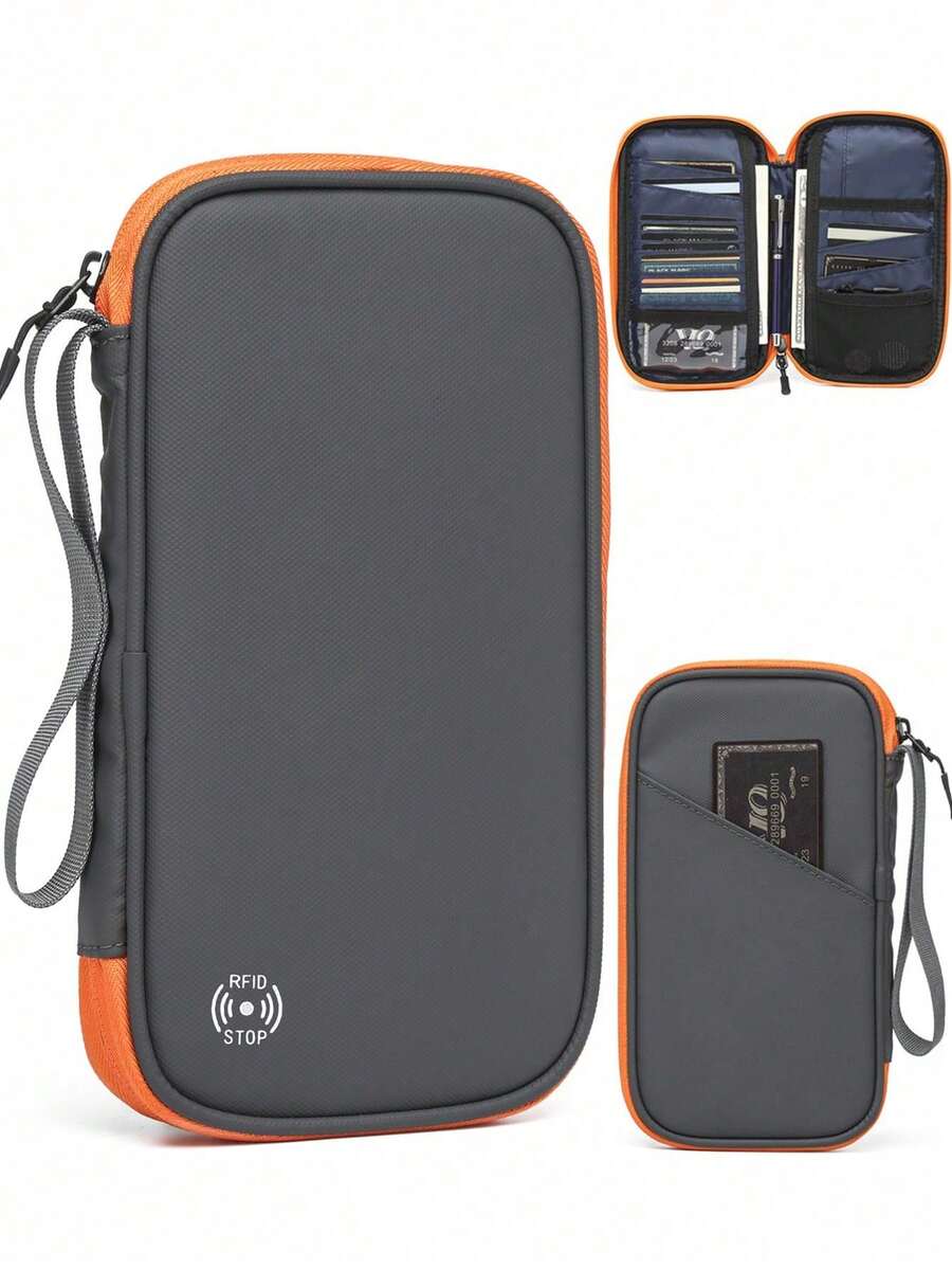 1pc Anti-Theft Card Holder Multifunctional Passport Organizer Wallet Business Card Case Pouch, Travel Accessories Gift