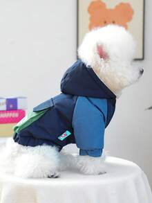 1 件宠物衣服，适合小型犬的可爱狗/猫服装，温暖舒适的加厚外套 - 海军蓝 - 藏蓝色 - 查看 3