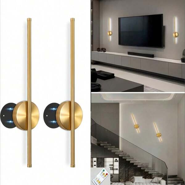 1/2pcs Wall Lamp, TV Background Wall Decor,Lamps For Bedroom,Lamp For Living Roomlamp For Living Room, Modern Wall Lamp With Remote Control, Long Strip Wall Lamp- High Capacity Rechargeable Battery, 50cm Type-C Rechargeable, Magnetic Installation, Dimmable & Color Temperature Adjustable, Perfect For Bedroom, Wall Decor, Study, Living Room, Home Decor, Holiday Gifts And Stairwell Light