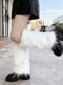 女士毛绒腿套 - 柔软舒适的靴套，非常适合冬季万圣节和圣诞老人装扮 - 彩色 - 查看 12