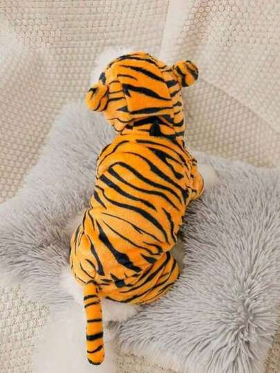 1 st husdjursoverall, tigerdesign, varma husdjurskläder för vår, höst och vinter, lämplig för nallebjörn, bichon frisé, små hundar och katter