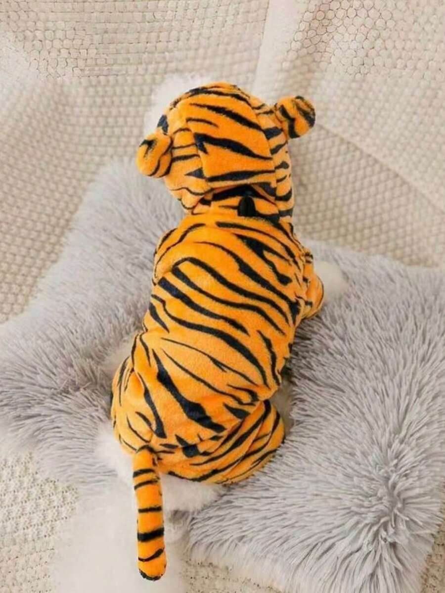 1pc Pet Jumpsuit, Tiger Design, Warm Pet Clothes For Spring, Autumn And Winter, Suitable For Teddy Bear, Bichon Frise, Small Dogs And Cats