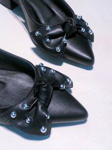 Slingback Open Heel Pumps With A Heel Below 3cm - Black-lace - View 3