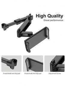 1 Pc For Kids Black 360° Rotating Adjustable Car Headrest Backseat Mount Holder Compatible With All 4"-11" Tablets, Cellphones, IPad Air Mini, Tabs Switch Road Trip Essentials