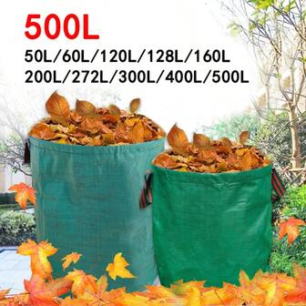 Reusable Garden Trash Bags Set - Industrial Fabric Yard Waste Bags With Handles For Plant, Grass And Leaf Collection