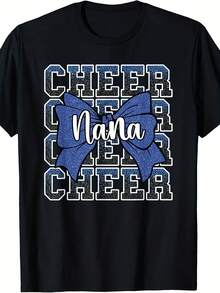 Cheer Nana My Favorite Cheerleader Calls Me Nana  Blue T-Shirt - 款式21 - 查看 1