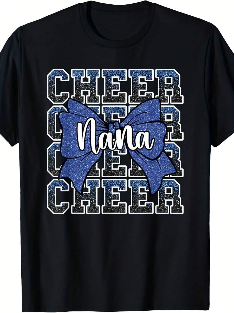 Cheer Nana My Favorite Cheerleader Calls Me Nana Blue T-Shirt - 款式21 - 查看 1