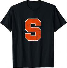 Syracuse University Orange Primary Logo Distressed T-Shirt - Black - View 1