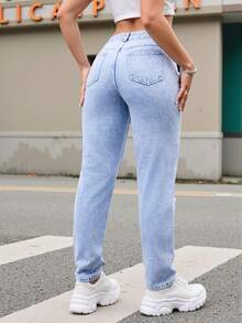 Women Jeans - 藍色 - 查看 2