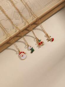 5 件圣诞项链套装，包括圣诞树、圣诞老人、拐杖糖图案、休闲日常颈链 - 5條聖誕項鍊套裝 - 查看 14