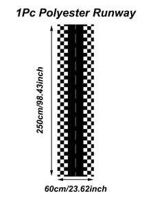 1pc 35*180cm Black & White Checkered Racing Track Pattern PE Table Runner, Disposable Tablecloth For Racing/Motorcycle Themed Birthday Party, Kitchen Dining Table Decor, Racing Event Party Decoration, Home Kitchen Dining Table Centerpiece, Birthday Decoration, Racing Party Track Game Prop - Black and White Checkered Runway - View 6