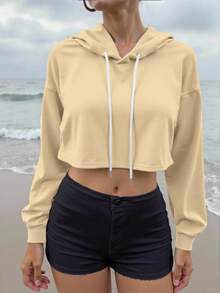 Weihnachten Neu - Damen Sport Sweatshirt kurzes Design Muster, verschiedene Farben erhältlich. Damen kurzes Sport Sweatshirt mit dickem Kordelzug Kapuze, graues Sweatshirt geeignet für Outdoor-Sport, Laufen, Fitnessstudio-Aktivitäten