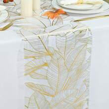 1pc Gold/Silver Metallic Tree Branch Table Runner, Suitable For Elegant Weddings And Dining, Shiny Gold/Silver, Dining Table Decor, Party