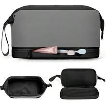 Almacenamiento deéticos RAINSMORE Neceser Separación de Humedad y Sequedad Cosmetiquera Para Hombre y Mujer Bolsa de Maquillaje Impermeable Cosmetiquera de Viaje Abertura Amplia Neceser de Viaje Negro - Negro - Ver 1