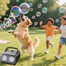 Automatic Bubble Blower Machine - High Capacity Electric Bubble Maker With 2 Fans, 20,000+ Bubbles Per Minute, For Kids & Adults, Dual Power (Battery & Plug-In), Ideal For Parties & Outdoor Play - 黑色 - 查看 6