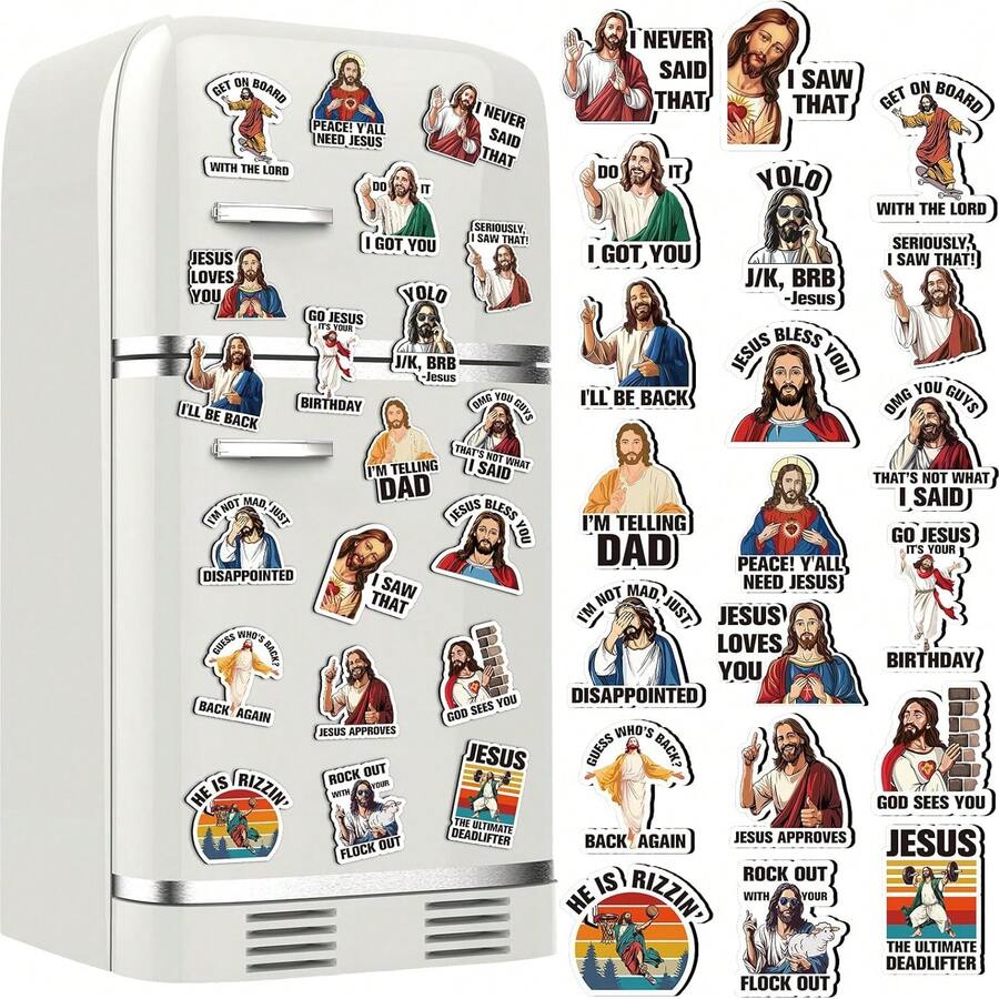 20pcs Large Size Magnetic Christmas Kitchen Religious Fridge Whiteboard Storage Cabinet Jesus Christ Christian Fridge Magnets, Home & Office