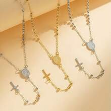 Gold Virgin Mary Rosary Necklace For Women Men Rosary Bead Cross Necklace Catholic Pendant Necklace Religious  Jewelry Gifts2025 - 金色 - 查看 7