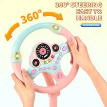 儿童方向盘玩具，带悬挂底座，模拟汽车驾驶游戏，带音乐，可旋转方向盘，趣味益智儿童方向盘玩具，绝佳的圣诞节/开学礼物（塑料材质，不含电池） - 多功能方向盤 - 查看 7