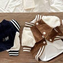 1pc Pet Ins Style Dog Baseball Jacket, Fashionable & Interesting Dog Pocket Embroidery Design, Autumn/Winter Cat Dog Clothes