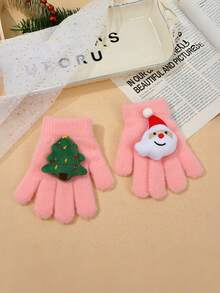 A Pair Of Winter Christmas Warm Gloves. Women's Student Outdoor Thick Warm And Cute Gloves. - Multicolor - View 8