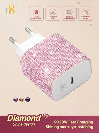 D8 1 st 20W PD snabbladdning, USB-C-sladdtelefonladdare, kompatibel med iPhone 16/15, 15 Plus, 15 Pro, 15 Pro Max, iPad, iPad Pro 12.9 Gen 5/4/3, Galaxy S23 Ultra/S23/S23+/S22/S22 S21 S20 Ultra/S22+/S21+/Ultra/S20/S20+20W kompatibel med snabbladdning USB C-adapter kompatibel med iPad Pro julklapp USB C-laddare kompatibel med iPhone 15 lämplig för resor, kontor, studenthem och hem