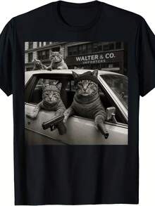 Funny Retro  Cats Street Gang Tattoo Graphic T-Shirt - Gaya 10 - View 1
