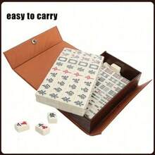 正宗迷你麻将套装，便携式麻将游戏，旅行麻将，盒装棋盘游戏，适合家庭娱乐和户外休闲，互动游戏，派对游戏，节日游戏，创意小礼物，旅行游戏，万圣节、圣诞节、生日、情人节礼物的理想选择 - 彩色 - 查看 6