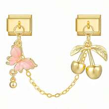 1 pieza Accesorio de joyería modular de acero inoxidable con diseño de mariposa y flor para pulsera/tobillera DIY de moda - Multicolor - Ver 5