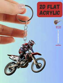 1/5 件装 2D 平面亚克力钥匙扣 - 专为摩托车骑手和泥地摩托车设计，铁艺摩托车钥匙扣，适用于手机、车钥匙、背包、钱包 - 送给摩托车爱好者的完美礼物，摩托车配件，2D 平面设计，适合装饰包包和车钥匙，圣诞树节日派对装饰，是送给家人和朋友的理想节日礼物 - 越野摩托車騎士(2D) - 查看 5