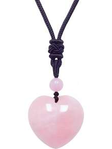Handcarved Crystal Stone Heart Pendant Necklace For Women Love Healing Quartz Pendant With Adjustable Cord2025 - 綠色 - 查看 3