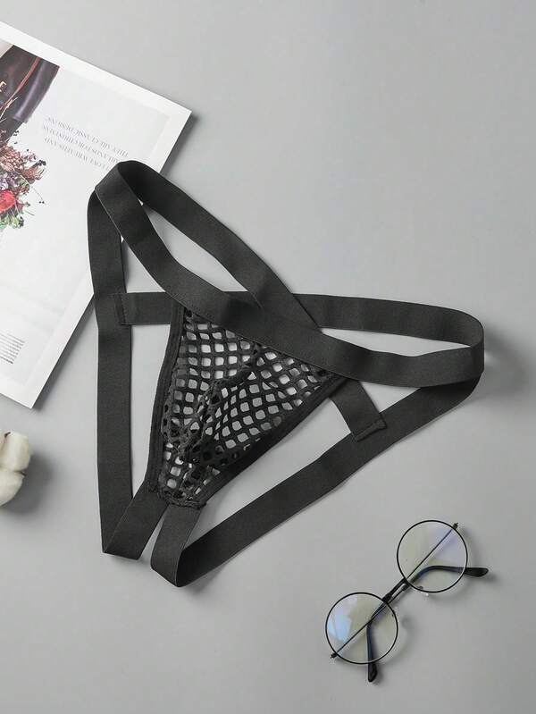 Tanga doble de unicolor para hombres, tanga tipo G de tul de malla, transpirable y cómodo, bóxer tipo bikini elástico, suspensor deportivo, ropa interior sexy para hombres como regalo