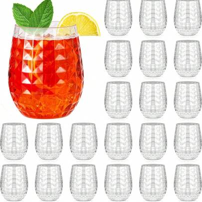 12 pezzi Bicchieri da vino rosso trasparenti da 360ml/12oz, adatti per acqua, succhi, cocktail, vino e bevande dolci, riutilizzabili e ideali per compleanni, matrimoni, fesOgnissantialloween, Natale e feste di Capodanno.