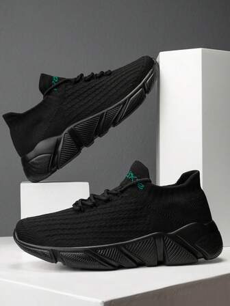 New Slip-On Lightweight Comfortable Casual Sports Shoes, Fabric Lace-Up, Outdoor, All Season