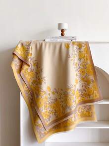 1 buc. Eșarfă/șal elegant din cașmir artificial, cu model floral și vegetal, jacquard, versatilă pentru femei, potrivită pentru toamnă/iarnă, asortată zilnic și decorativă pentru rochie, plajă, vacanță - Galben - Vizualizare 3