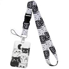 CX Lovely Kitten Manga Card Holder Badge Holder ID Card Lanyards Cell Phone Rope Key Lanyard Neck Straps Keychain Cats01 Bag Charms Car Accessories Teacher Friend Sister Gift Ideas