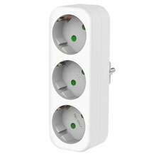 Toma de corriente europea, 3 salidas, adaptador estándar europeo, toma de corriente de expansión, extensión de enchufe de 2 pines, adaptador convertidor de CA para el hogar - Blanco - Ver 9