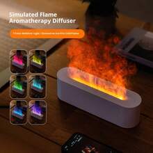 Aromatherapy Essential Oil Diffuser, Colorful Flame Mist Humidifier For Spa Therapy, Suitable For Bedroom, Black Flame Diffuser - White - View 9