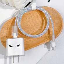 苹果 20W 充电器头和数据线保护套，透明愤怒设计 - 無色 - 查看 4