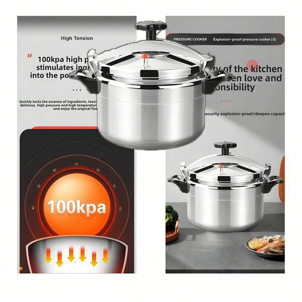 Pressure Cooker, Large Capacity Uncoated Double Ear Pressure Cooker, Stew Pot, Household Stew Pot, Pressure Cooker, Commercial Thickened Large Capacity Extra Large Gas Electromagnetic Stove, Universal Explosion-Proof Household Pressure Cooker