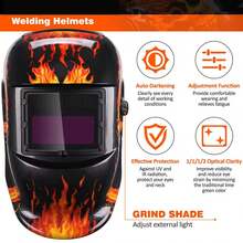 NEW Pro Auto Darkening Welding Helmet Arc Tig Mig Grinding Welders Mask Solar - Black and Red - View 3