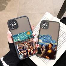 Custodia per telefono con cover posteriore antiurto, compatibile con 16, 7, 8, 14 Plus, 15, 14, 13, 12, 11 Pro Max, XS, X, XR, con stampa artistica della Mona Lisa di David in stile cartoni animati - EGSJ nero 6 - Visualizzare 6