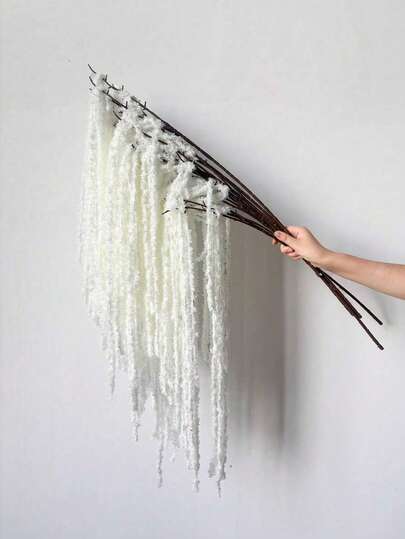 3pcs Ultra Long Artificial Hanging Rice Flowers - Real Green Plants With Brown Stems, Wedding Arches, Photography Backgrounds, Home/Hotel/Event Decorations - Maintenance Free Fake Plants Suitable For Christmas - Durable Plastic Flower Combinations, Floral Decorations, Holiday Decorations, Natural Appearance, Long-Lasting Decorations, Decorating Green Plants, Event Planners, Best For Christmas, Perfect For Thanksgiving