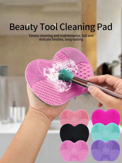 1 pezzo/3 pezzi Cuscinetto per la pulizia dei pennelli da trucco in silicone rosa, a forma di mela, con ventosa, strumento per la pulizia dello stile a ventosa, può far sembrare i tuoi pennelli da trucco come nuovi, facile da trasportare, il miglior prodotto per donne/fidanzate/mogli